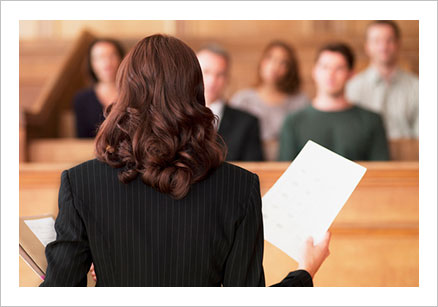 Woman Lawyer in Courtroom