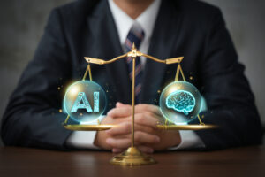 ai versus human brain in scales of justice